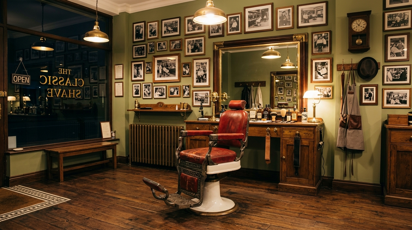 Interior of K&N Barber Echuca showing the barber chair and clean fitout